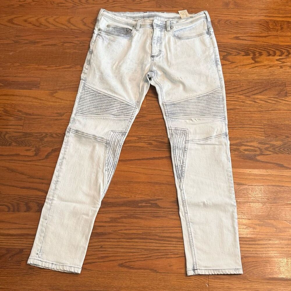 Neil Barrett Acid Wash Moto Jeans. Size 34